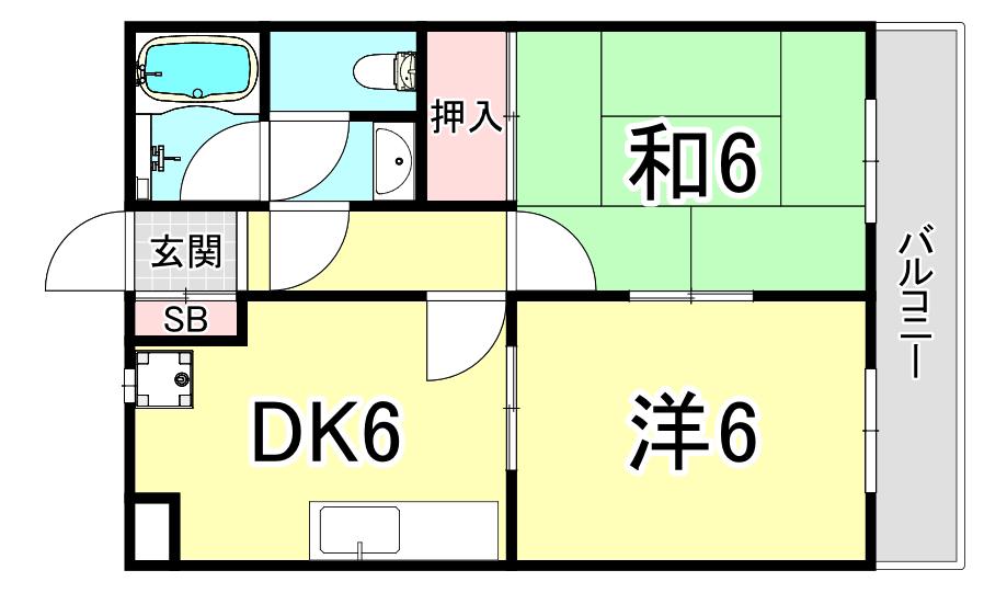 グランシェル(2DK/2階)の間取り写真