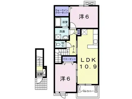 エヴァーグリーン三間寺II(2LDK/2階)の間取り写真
