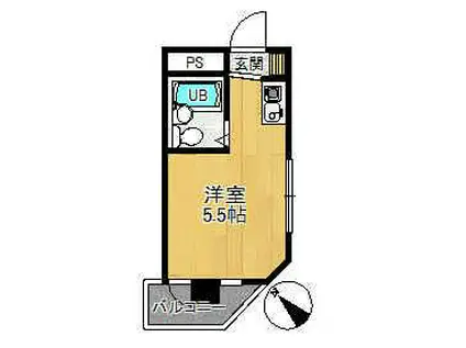 サンハイツ(ワンルーム/3階)の間取り写真