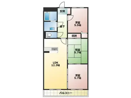 グランヒルズ永利(3LDK/1階)の間取り写真