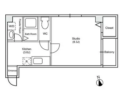 レジデンスOGI2(1K/3階)の間取り写真