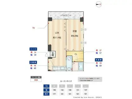 サンコーポ(1LDK/3階)の間取り写真