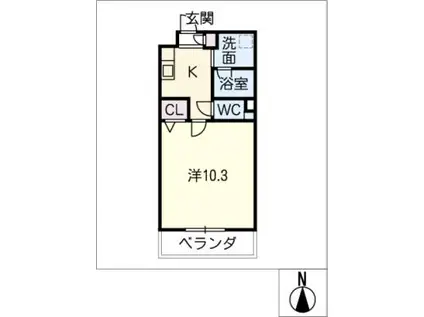ゼフォール東海(1K/2階)の間取り写真