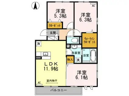 プランドール.IⅢ(3LDK/2階)の間取り写真