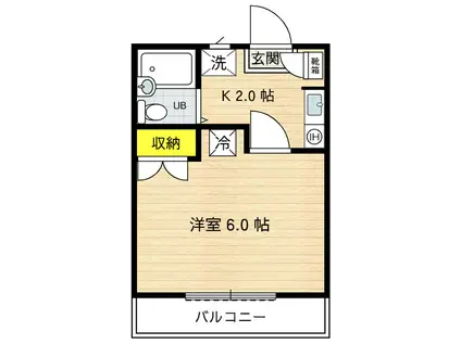 メゾンリヴレーヌ(1K/2階)の間取り写真