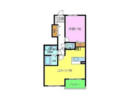 カルムオーブ(1LDK/1階)の間取り写真