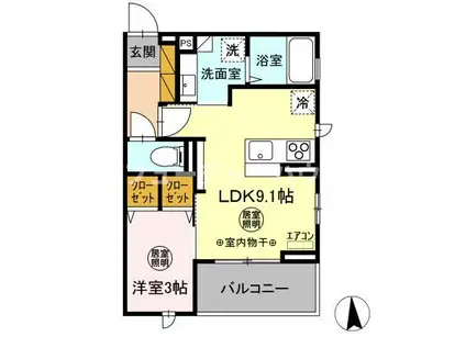 サンプラム(1LDK/3階)の間取り写真