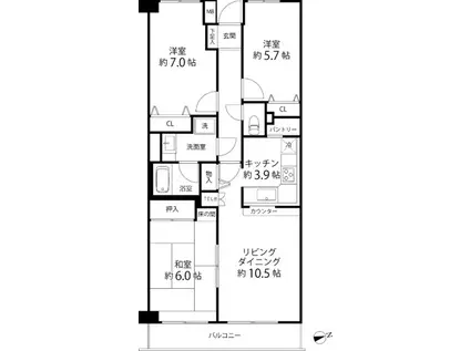 TS GARDEN横浜岸根公園(3LDK/2階)の間取り写真