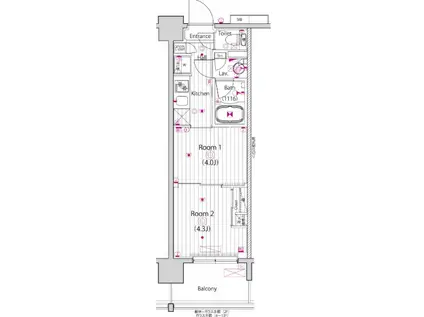 グランド・ガーラ東大島(2K/8階)の間取り写真