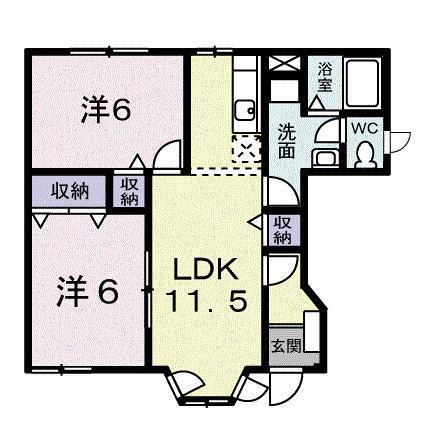 エスポワールD(2LDK/1階)の間取り写真