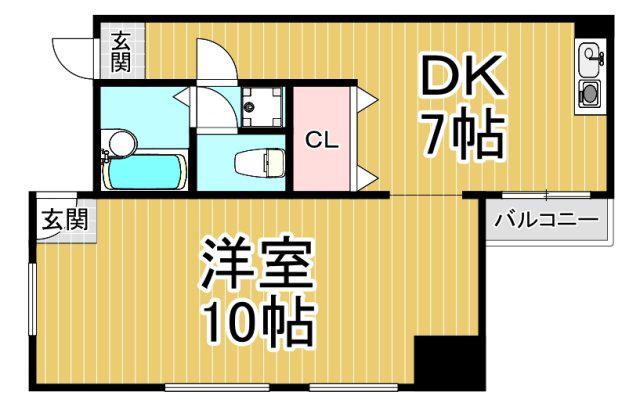 フレグランス宝塚(1DK/3階)の間取り写真