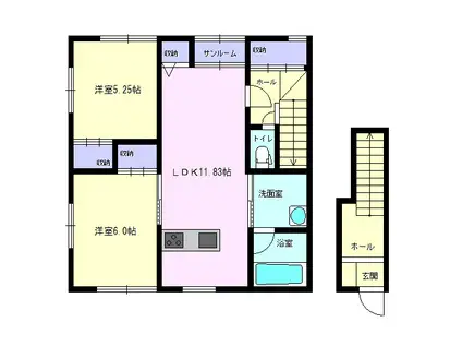 梅の木町DHB棟(2LDK/2階)の間取り写真