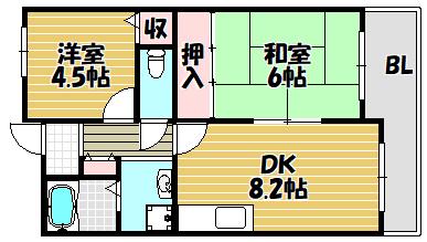 シロハイヌ吉田(2DK/3階)の間取り写真