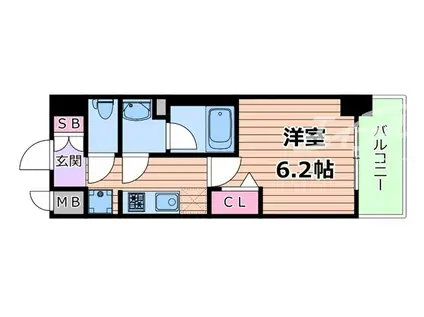 ファーストフィオーレ江坂ガーデン(1K/1階)の間取り写真