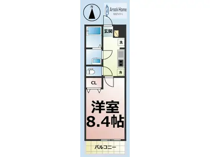 シャトーボナールIII(1K/1階)の間取り写真