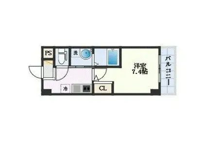 HII西明石(1K/4階)の間取り写真