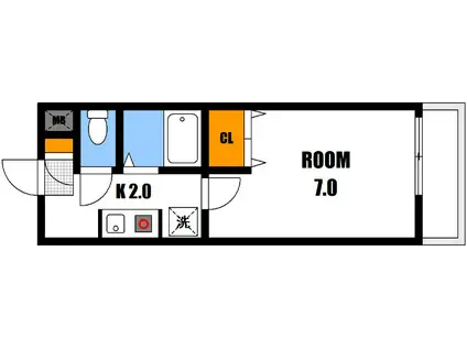 第12田中興産ビル(1K/2階)の間取り写真