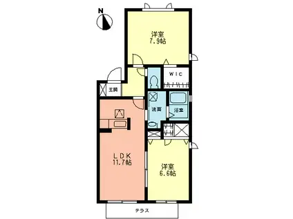エスポワール(2LDK/1階)の間取り写真
