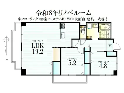 ネオコーポ東山(2LDK/4階)の間取り写真