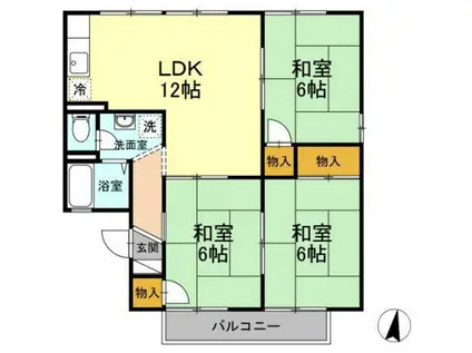 エントピア芳泉 B棟(3LDK/2階)の間取り写真