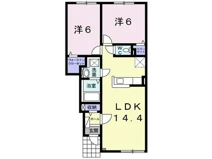 BLESS千歳B(2LDK/1階)の間取り写真