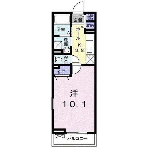 パラッツオ西海岸(1K/2階)の間取り写真