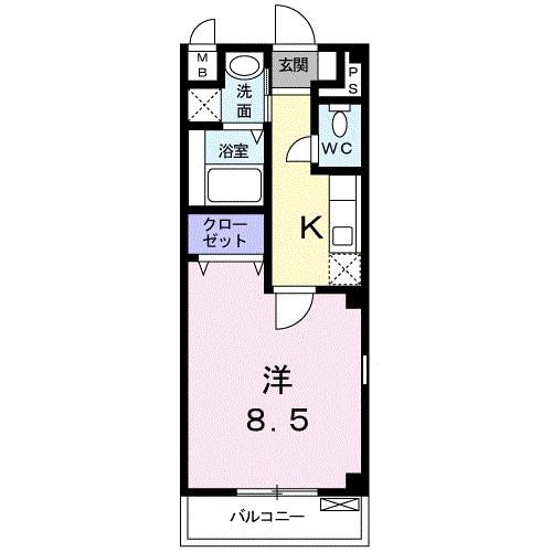 ガーラ鳴尾(1K/2階)の間取り写真