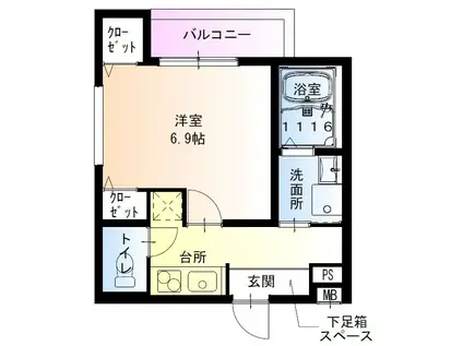 フジパレス豊里中央公園I番館(1K/1階)の間取り写真