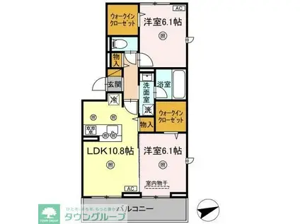 シャンティ(2LDK/2階)の間取り写真