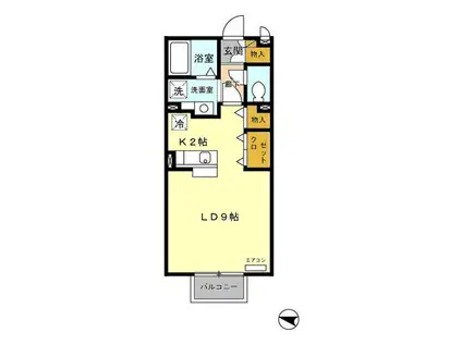 ルポ藤の木(ワンルーム/2階)の間取り写真