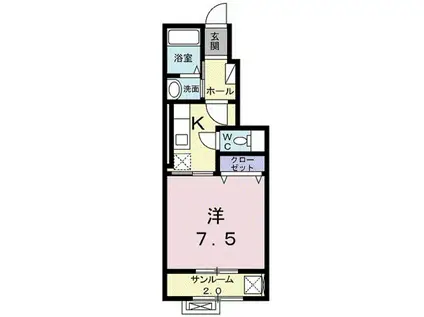 ラスパトハイツ(1K/1階)の間取り写真