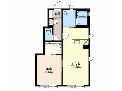 ウエストレイク(1LDK/1階)の間取り写真