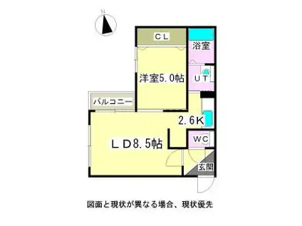 フェイバリト澄川(1LDK/3階)の間取り写真
