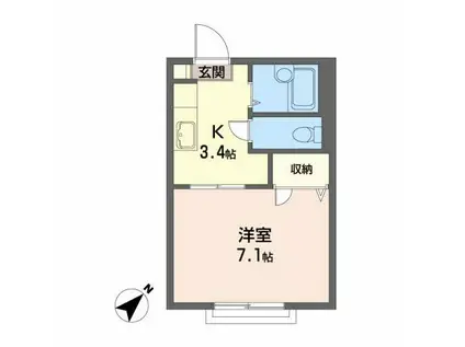 カーリンハウス(1K/1階)の間取り写真