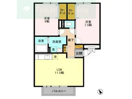 パークサイド西船A・B(2LDK/2階)の間取り写真