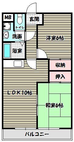 シェラ金剛(2LDK/3階)の間取り写真