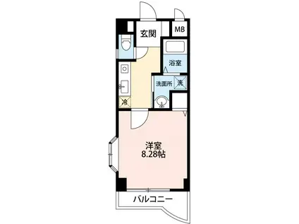 ハートヒルズ矢作(1K/6階)の間取り写真