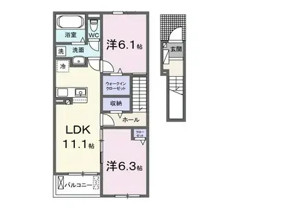 ハイフィールドIII(2LDK/2階)の間取り写真