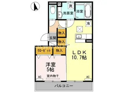 ルナージュA・B(1LDK/3階)の間取り写真