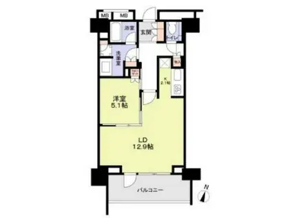 パークコート千代田一番町(1LDK/5階)の間取り写真