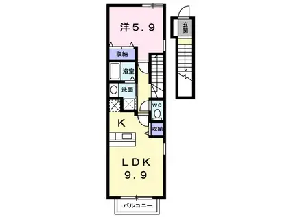 デスパシオ(1LDK/2階)の間取り写真