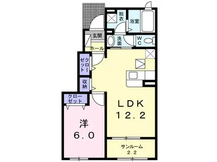 サン・ヤスダIIIA(1LDK/1階)の間取り写真