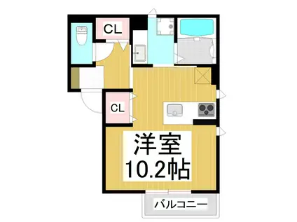 ボヌール・M(ワンルーム/1階)の間取り写真