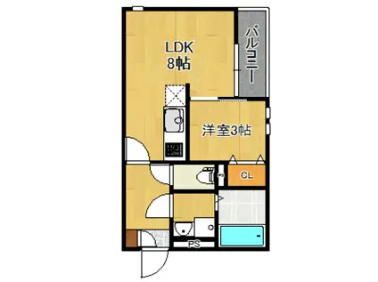 GRANDTIC 住吉2(1LDK/1階)の間取り写真