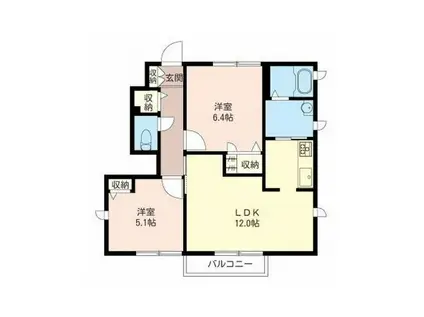 ベルメゾン永田南(2LDK/1階)の間取り写真