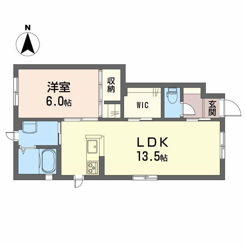 プランドール市坪(1LDK/1階)の間取り写真