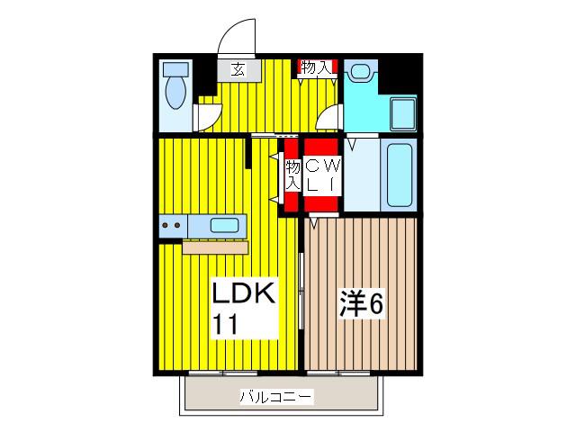 MQUARTO川口(1LDK/1階)の間取り写真