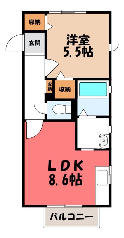 プランドール(1LDK/2階)の間取り写真
