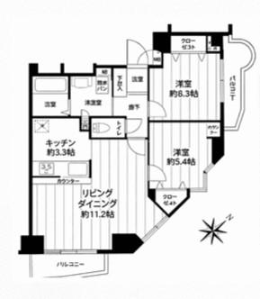アークプラザ三春台(2LDK/6階)の間取り写真