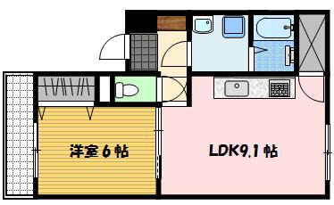 ファミール白鳥(1LDK/3階)の間取り写真